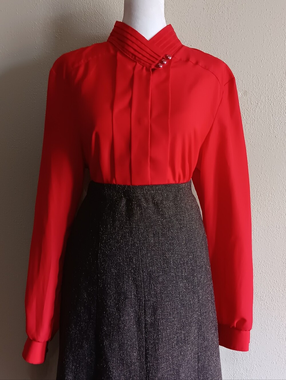 Vampy Rockabilly Mod, Southern Goth Blouse, Size 16, Vintage Retro Edwardian